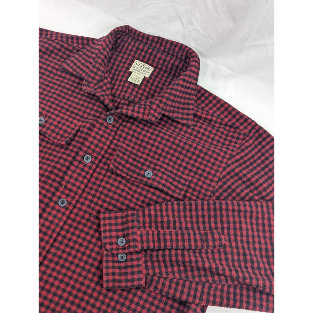 LL Bean Flap Pocket Flannel Shirt‎ Mens  Large Reg Buffalo Plaid Vintage Heavy